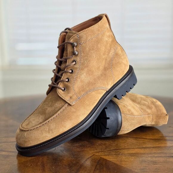 Polo Ralph Lauren MI Lug Lace Apron Boots Italian Suede Men's 11 Ankle Height - Picture 1 of 15